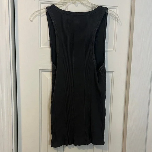 aerie Dark Gray Ribbed Henley Tank - Picture 3 of 3